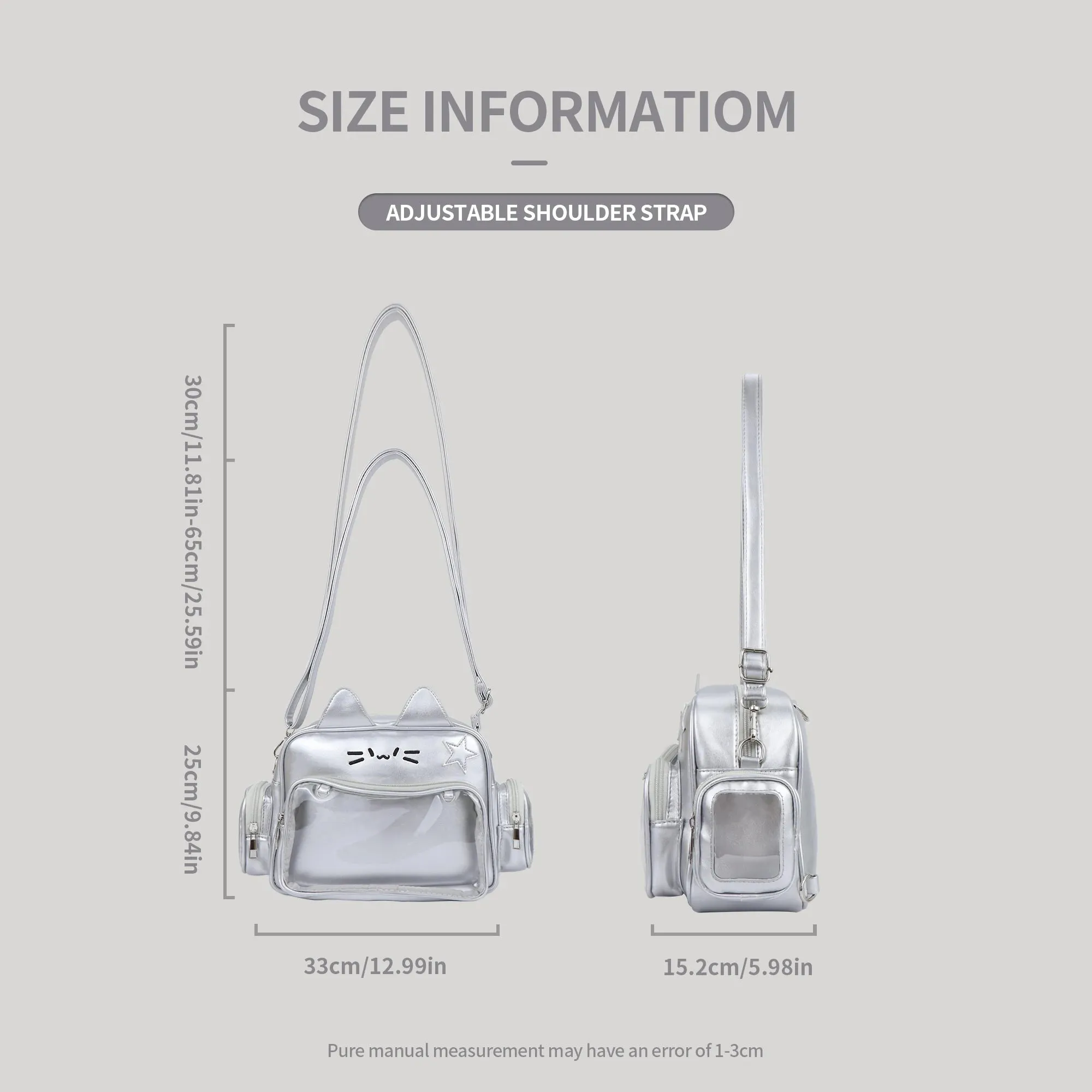 Amozae-Y2K Ita Bag Cat PU Backpack â€?Foldable, Adjustable Strap, Secure Zipper, Preppy Style Cute Schoolbag