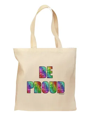 Be Proud Gay Pride - Rainbow Hearts Grocery Tote Bag by TooLoud