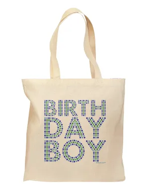 Birthday Boy - Blue and Green Dots Grocery Tote Bag by TooLoud
