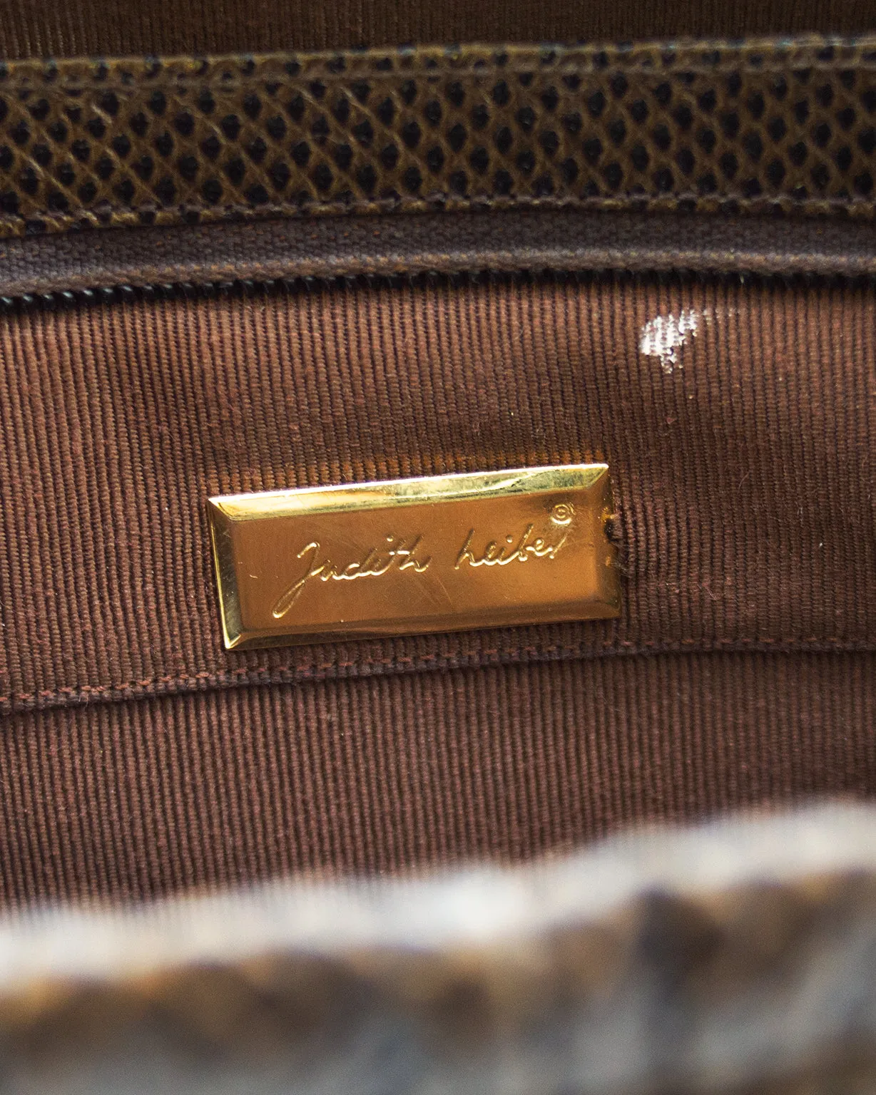 Brown Stamped Leather Bag with Tigers Eye Cabochons