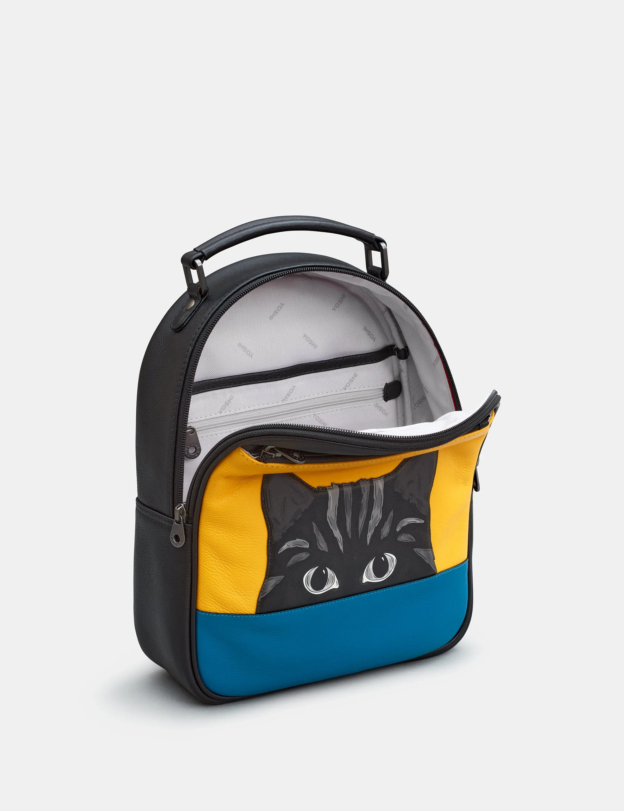 Cat Colour Block Leather Backpack
