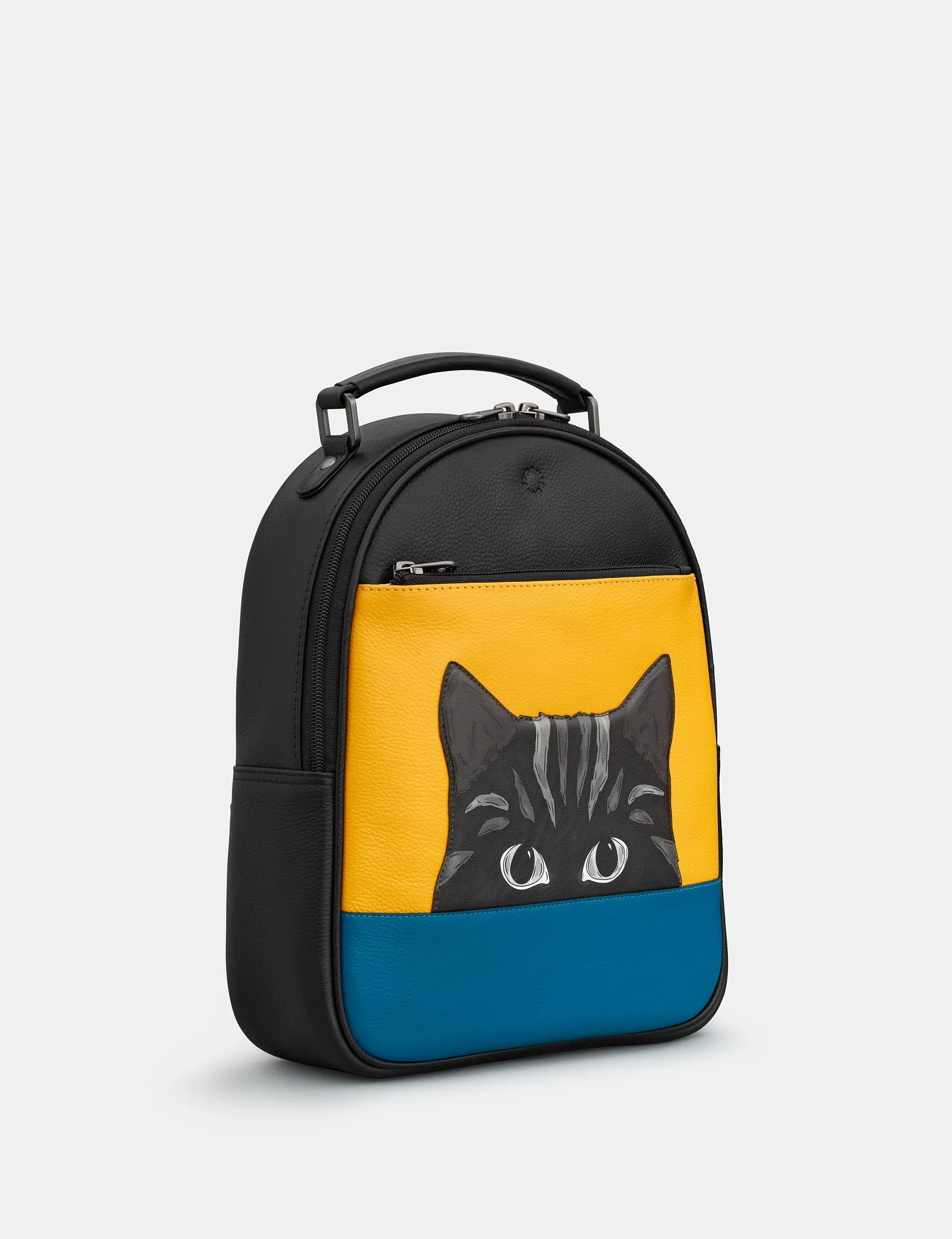 Cat Colour Block Leather Backpack