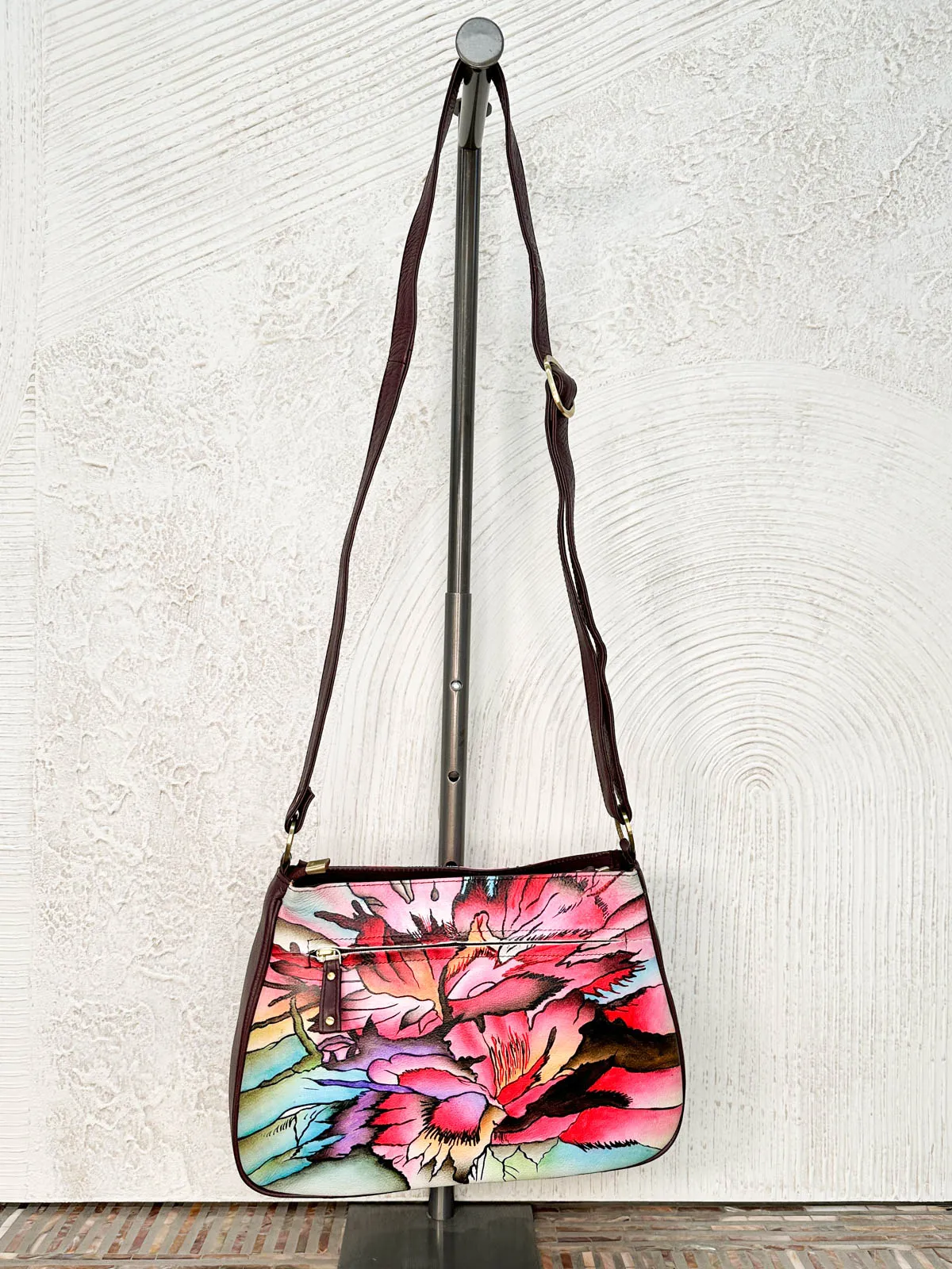 Convertible Shoulder Bag, Wine Floral