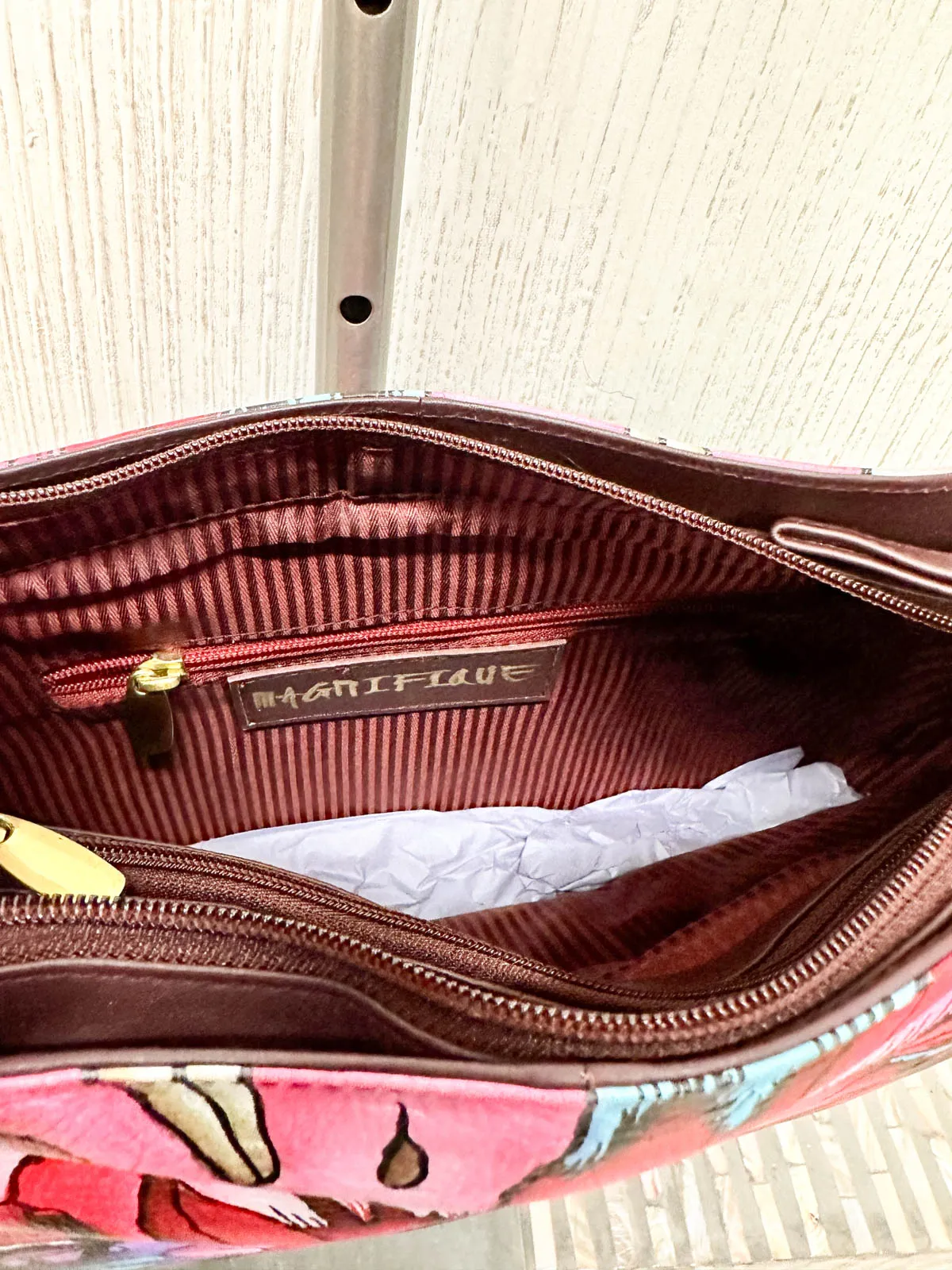 Convertible Shoulder Bag, Wine Floral