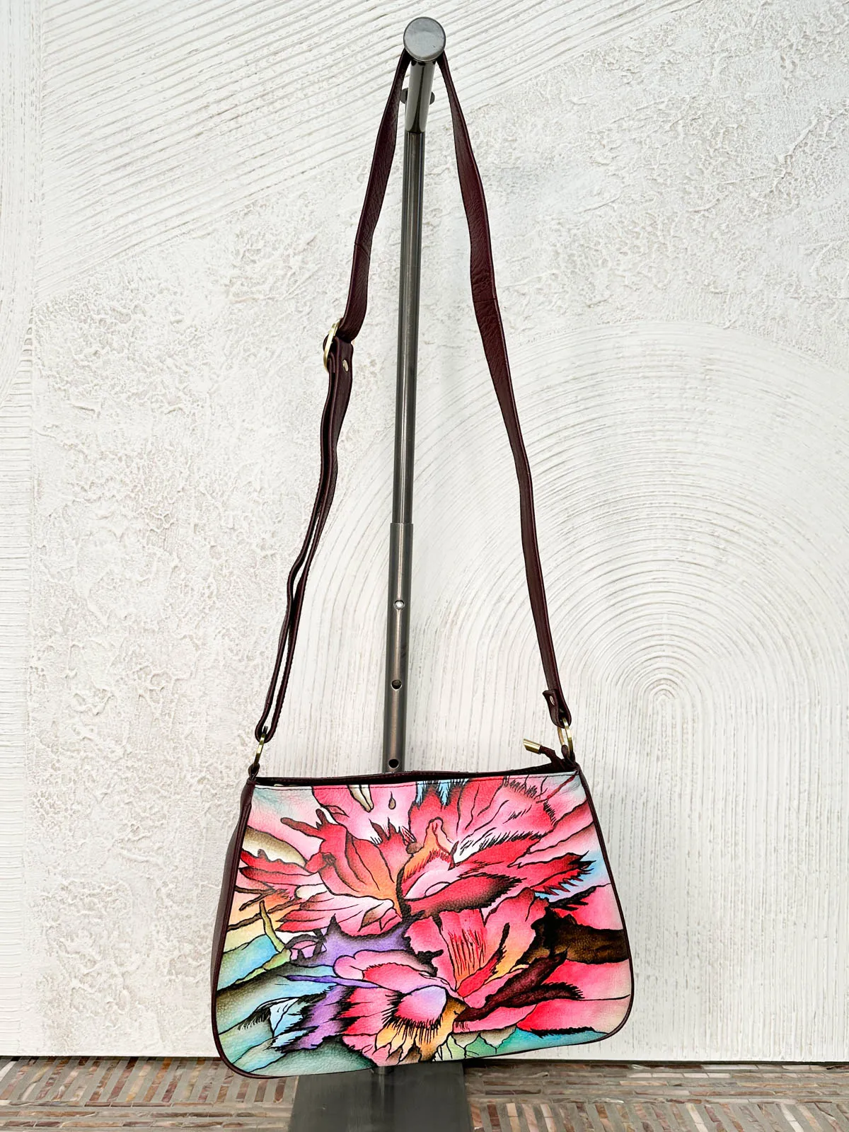 Convertible Shoulder Bag, Wine Floral