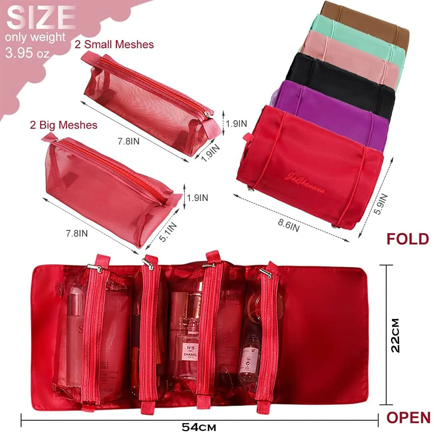 Foldable Make up Pouch for Makeup Accessories, Storage Bag for Cosmetics
