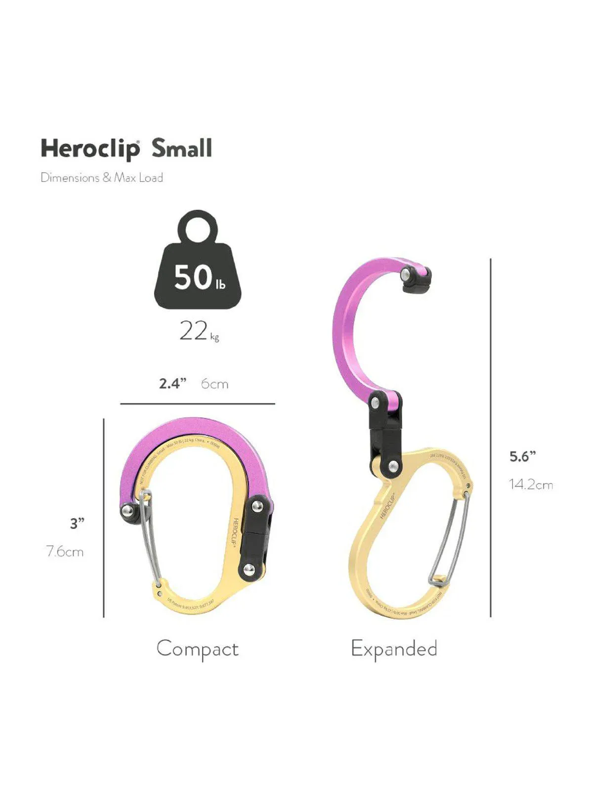 Heroclip Carabiner Small Gold Dusty Rose