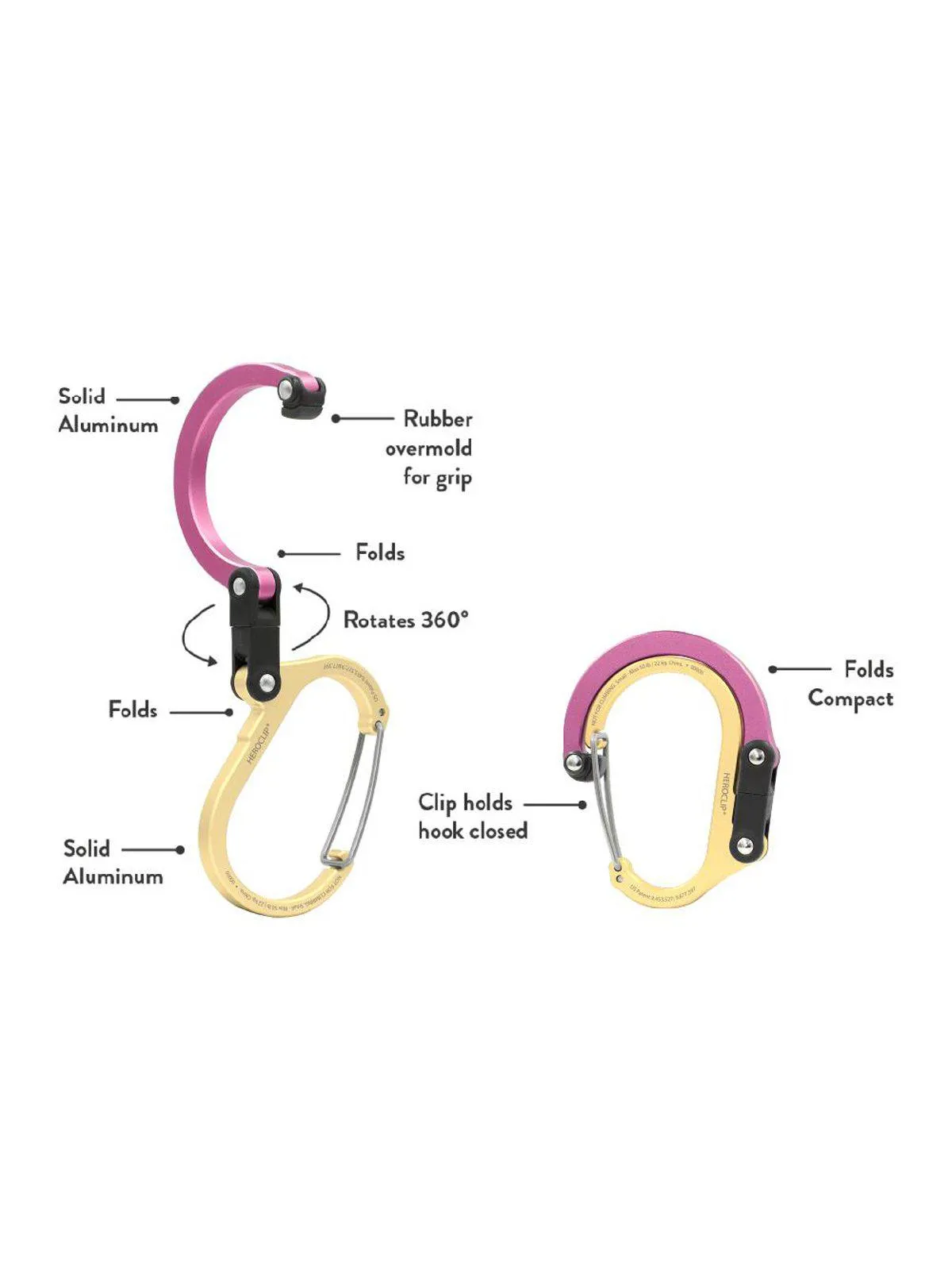 Heroclip Carabiner Small Gold Dusty Rose