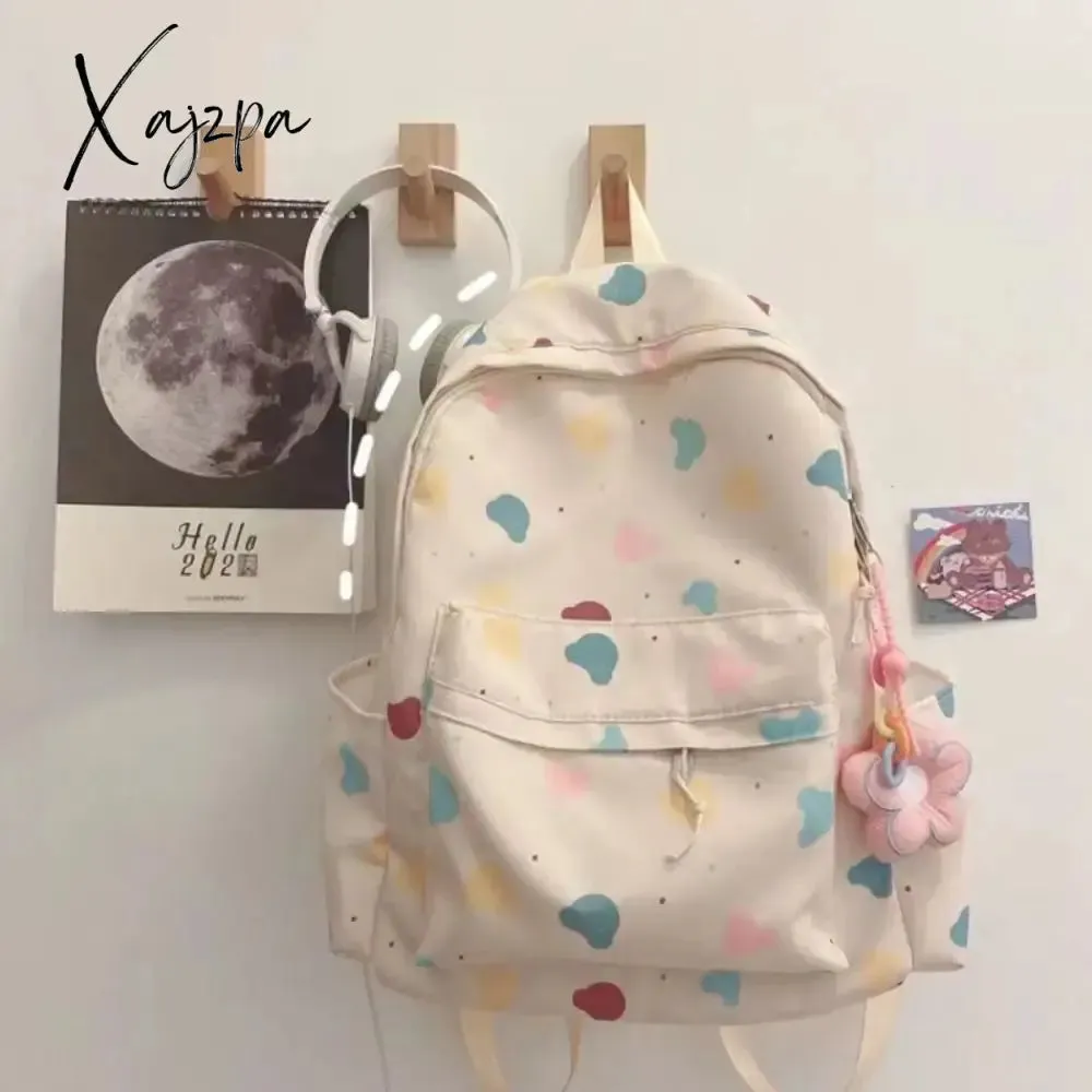 Large Capacity Shoulder Bag Cartoon Print Lightweight Rucksack Wear-resistant Student Schoolbag Travel Laptop Rucksack
