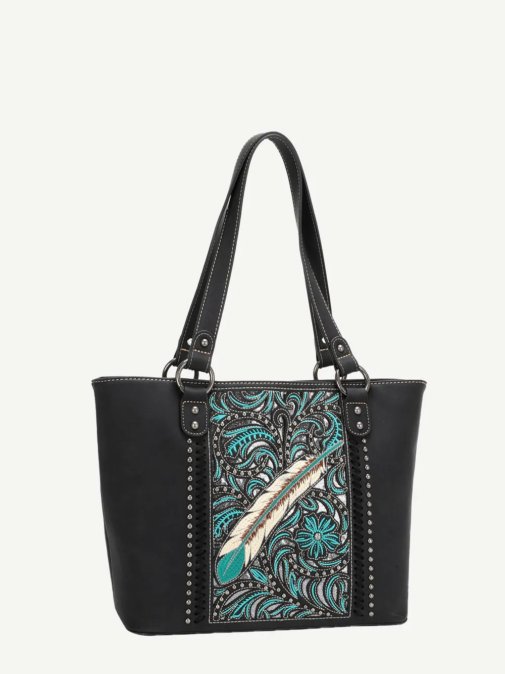 Montana West Embroidered Feather Concealed Carry Tote