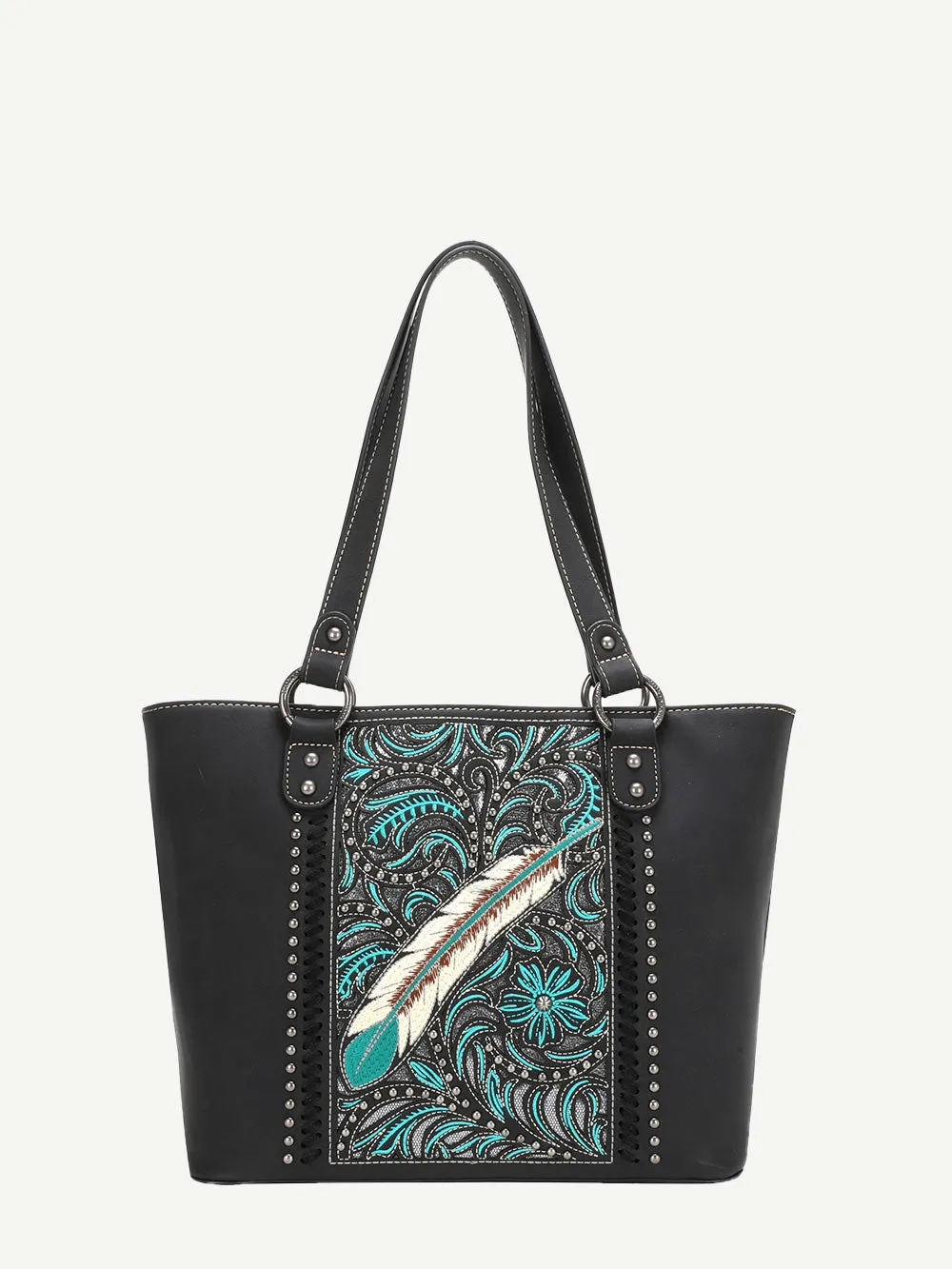 Montana West Embroidered Feather Concealed Carry Tote