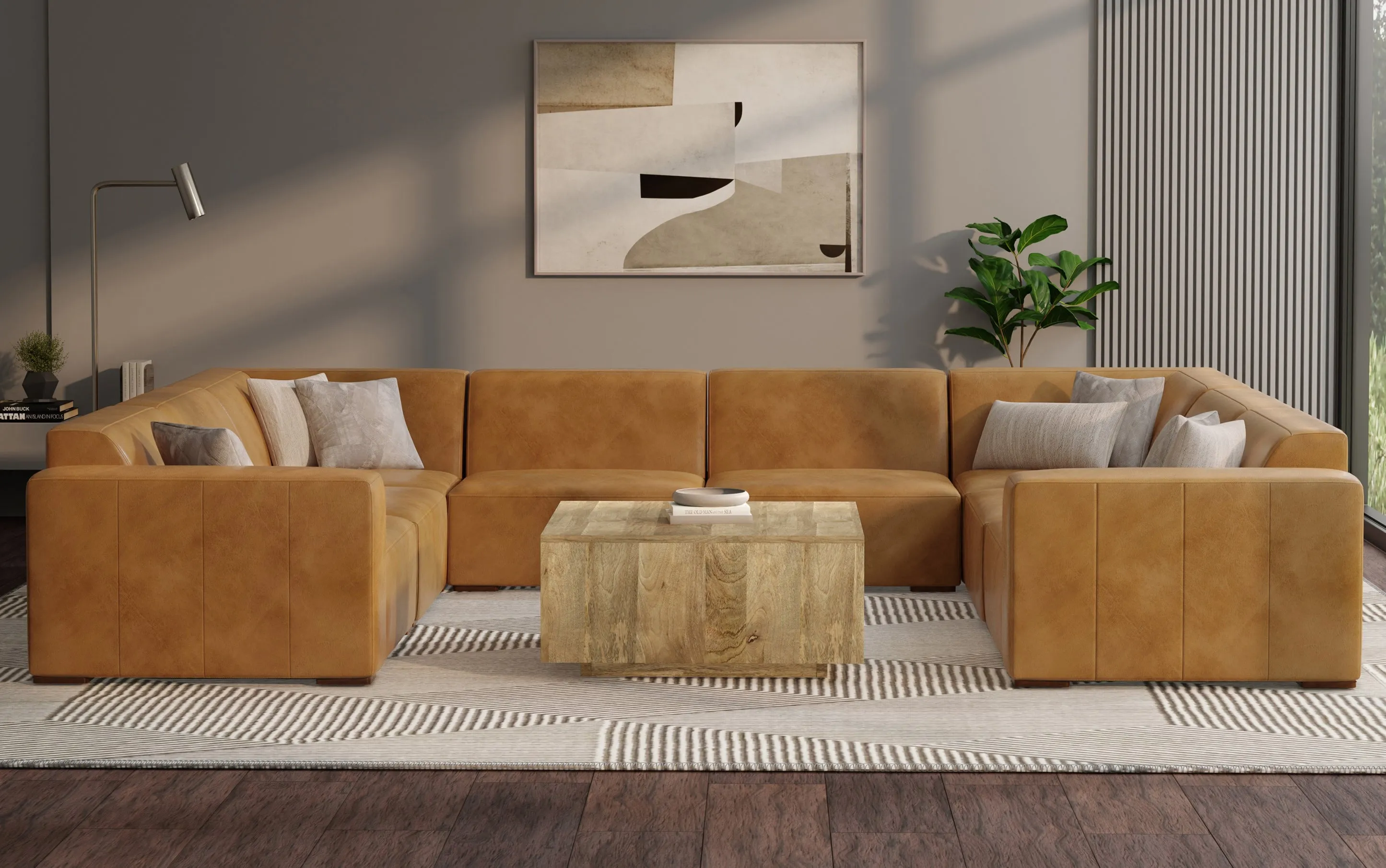 Rex U-Shaped Sectional in Genuine Leather