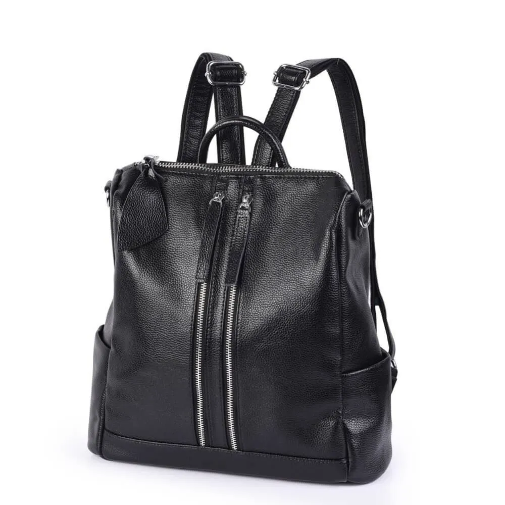Vbiger Real Leather Backpack Large Capacity Tote Shoulder Messenger Bag for Women