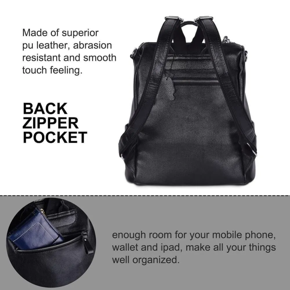 Vbiger Real Leather Backpack Large Capacity Tote Shoulder Messenger Bag for Women