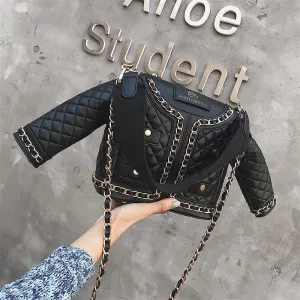 Vintage Lingge Chain Clothes Shoulder Bag for Women Fashion Black Crossbody Bags Funny Female Purses and Handbag New Clutch 2022