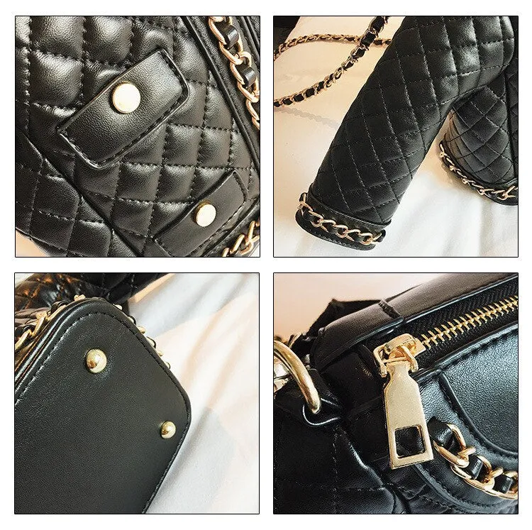 Vintage Lingge Chain Clothes Shoulder Bag for Women Fashion Black Crossbody Bags Funny Female Purses and Handbag New Clutch 2022